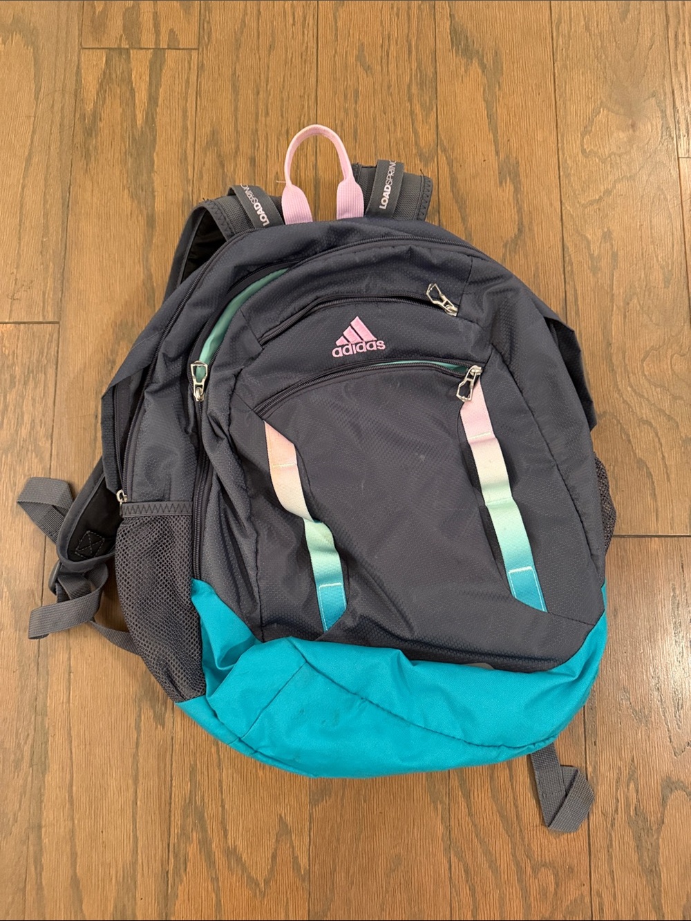 adidas Navy Backpack with Teal Base and Pastel Pink Accents